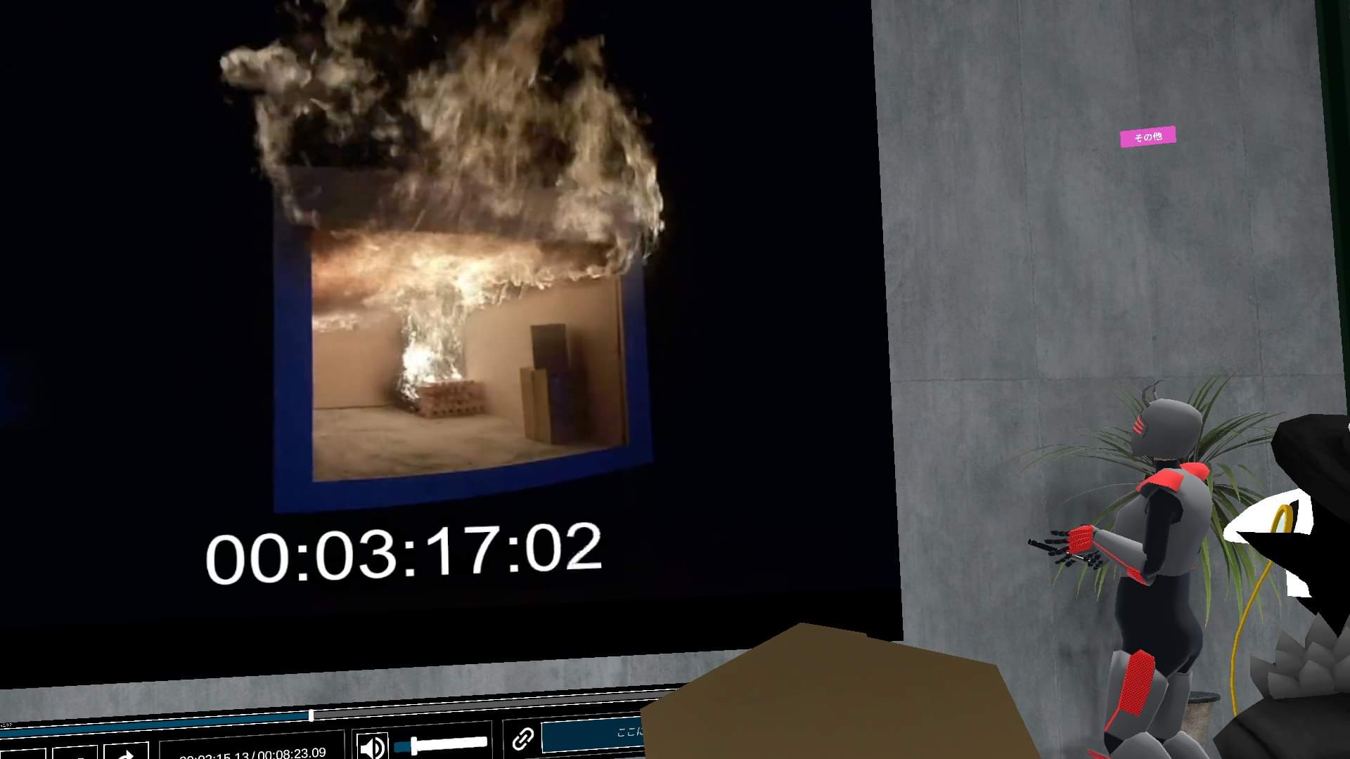 立体視映像で撮影された火災実験